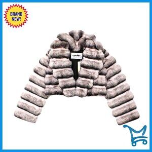 Cropped Puffer Faux Fur Jacket Women's Winter Outerwear Luxury Chinchilla